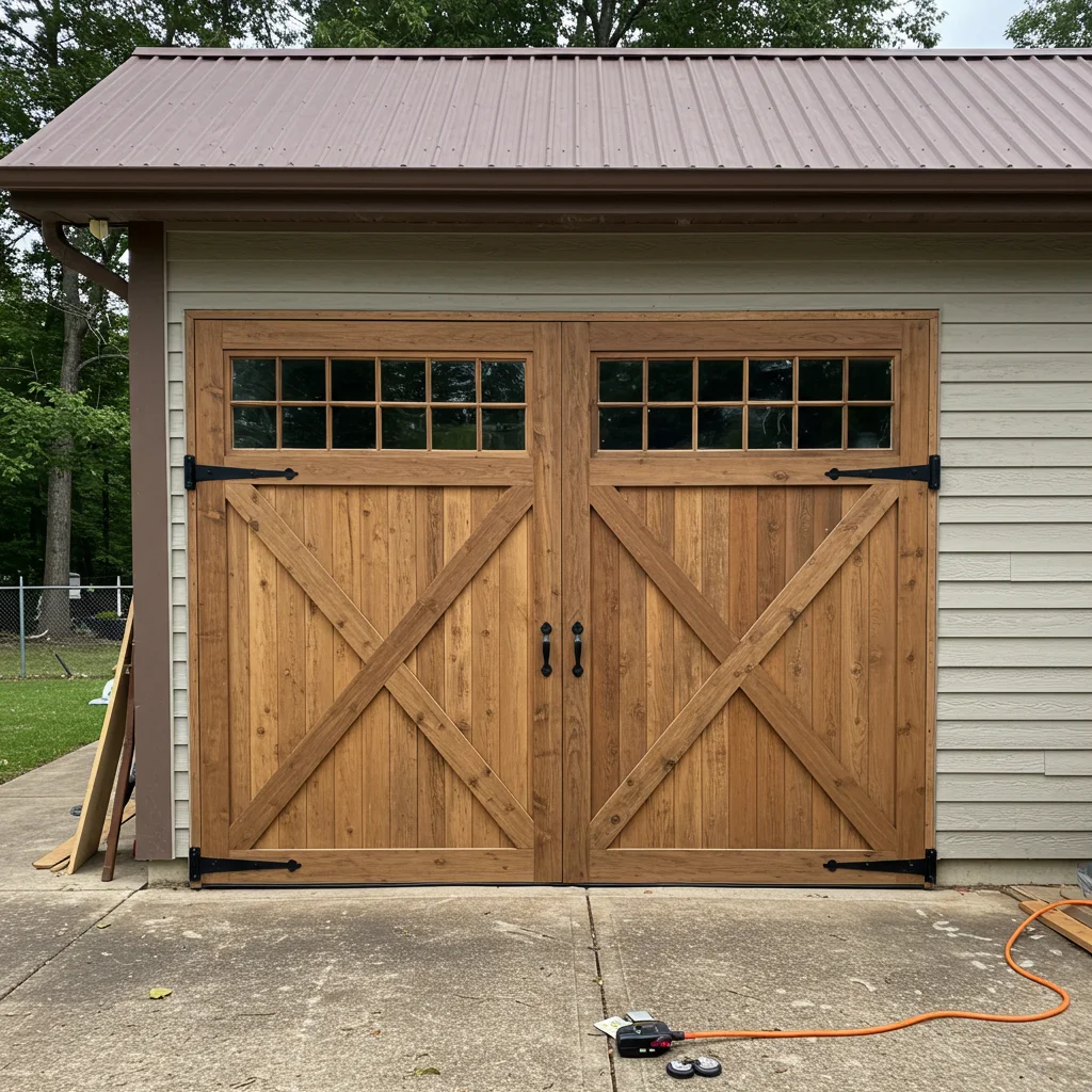 Certified technician repairing garage door in Florida