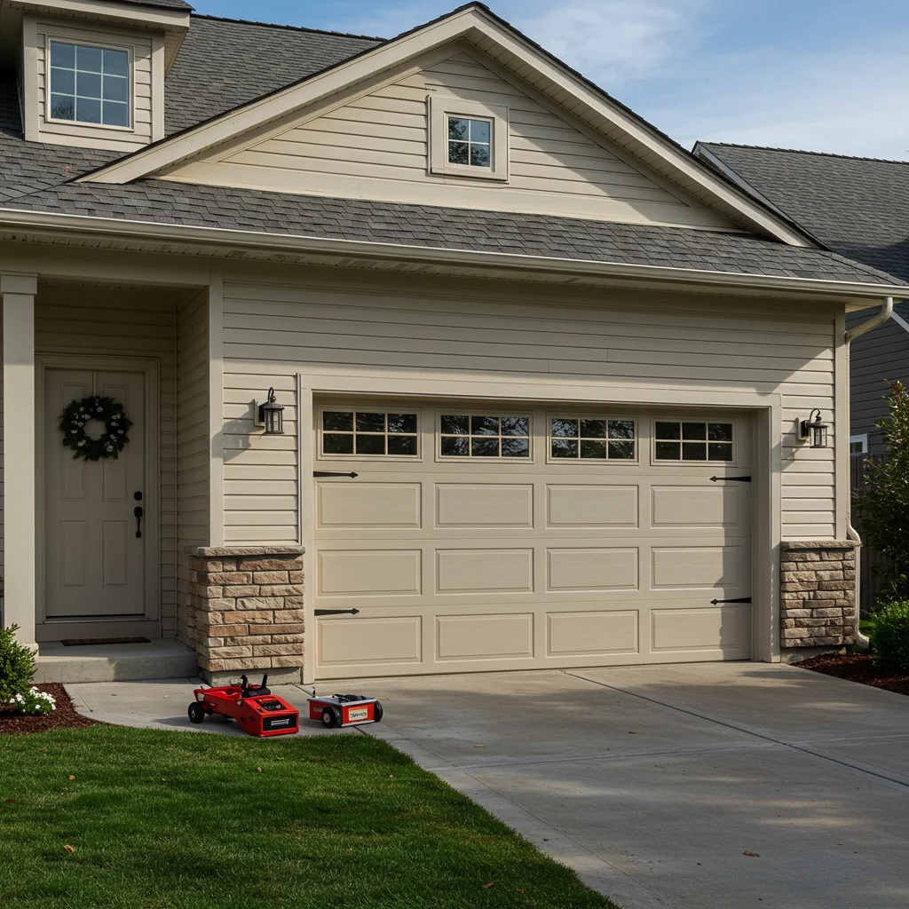 Certified technician repairing garage door in Florida